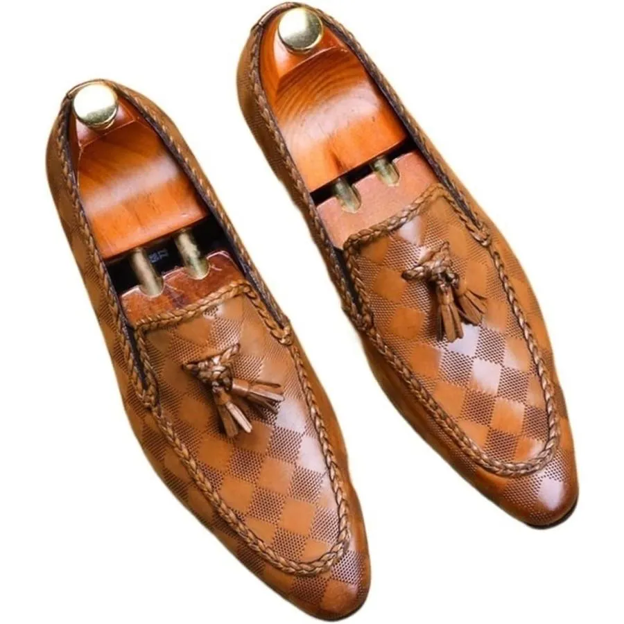 【並行輸入品】SHYijia Mens Formal Shoes Genuine Leather Tassel Loafers Men Black 2