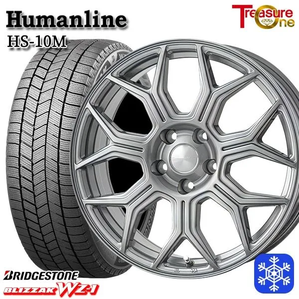 215/55R17インチ ブリヂストン ブリザック WZ-1 WZ1 5H100 スタッドレスタイヤホイール4本セット ヒューマンライン HS10M DG