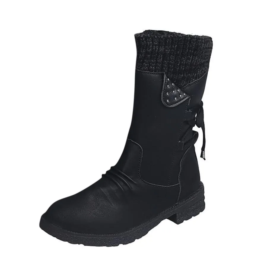 【並行輸入品】Winter Boots for Women 2023 Women's Warm Faux Fur Lined Mid Calf