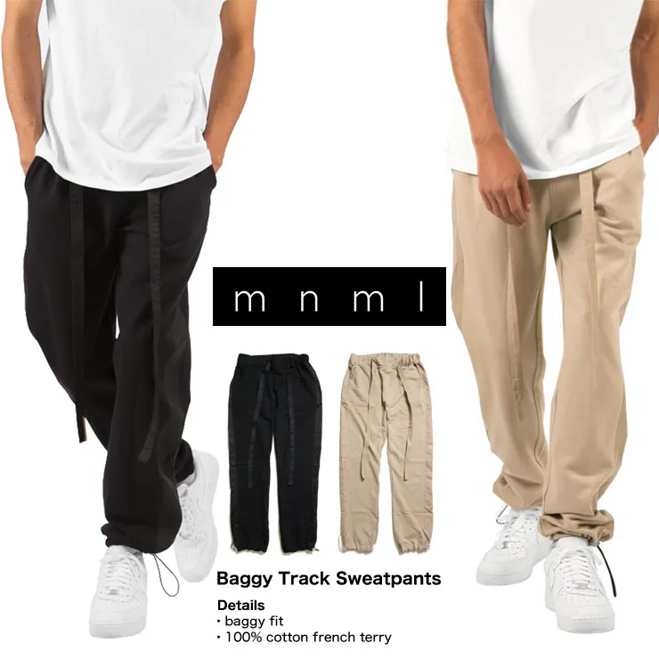 ミニマル mnml スウェットパンツ バギーパンツ メンズ ストリート ブランド オーバーサイズ おしゃれ BAGGY TRACK SWEATPANTS mnml046 ブラック ダスト XS S M L XL XXL