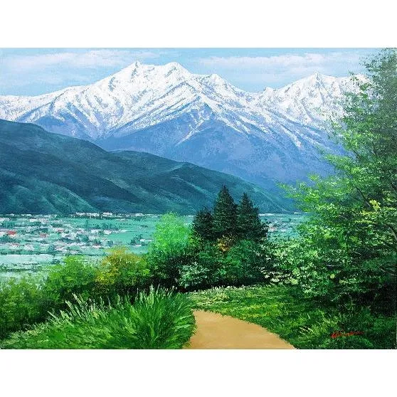 油絵 油彩画 洋画 (油絵額縁付きで納品対応可) F8号 「安曇野」 広瀬 和之