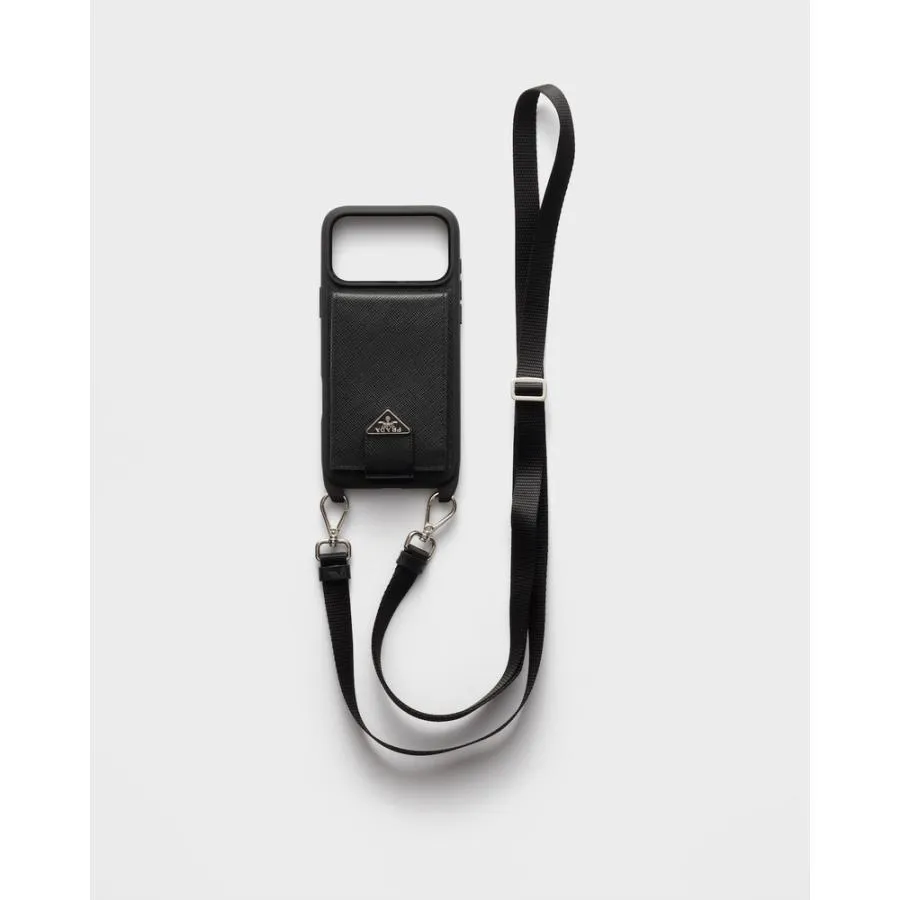 プラダ PRADA 2026春夏 メンズ ショルダーストラップ付  iPhone 17 Pro Max用ケース【ブラック 】【送料無料】【正規品】