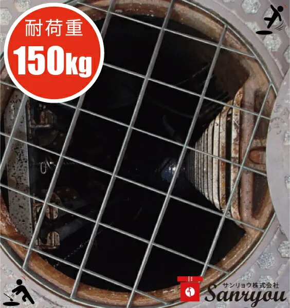 サンリョウ マンホール 落下防止 蓋 落下防止柵 Φ600 Φ750 HOLEGUARD マンホールカード 転落防止 工具 落下防止器具 浄化槽 フタ ガード 工事 軽量