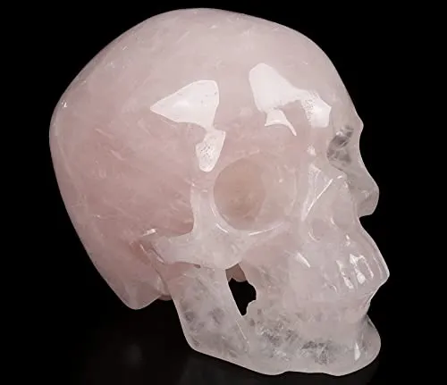 【中古】【未使用・未開封品】Skullis 5.0インチ ローズクォーツ 超リアルなクリスタルスカル、手彫りの宝石ファインアート彫刻、レイキヒーリングストーン像950