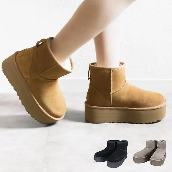 UGG アグ Classic Mini Platform ムートンブーツ クラシック ミニ プラットフォーム ショートブーツ スウェード 厚底 1134991