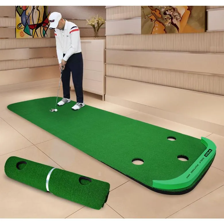 ゴルフ パターマット 3m ゴルフ練習器具 パター パター練習器具 練習 マット アプローチ 室内 自宅 室外 パッティング パット 大型 ライン カップ