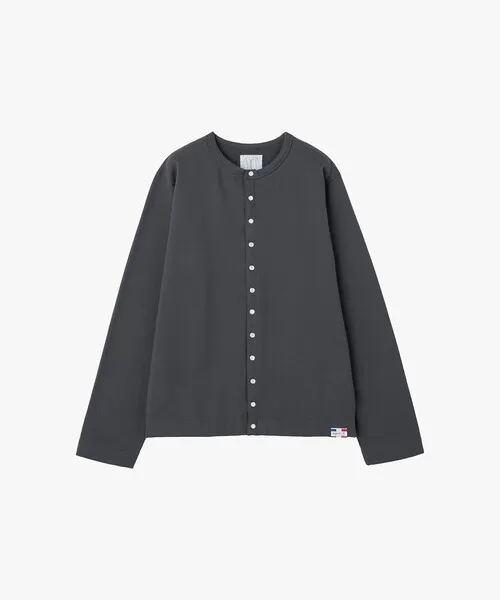 tシャツ メンズ オーガニックコットン メルトン 長袖 カーディガンプレッション ”Nacre”  「Made in France」 メンズ