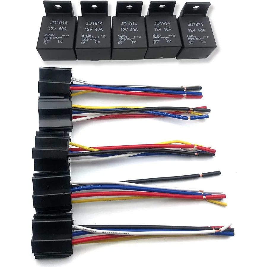 【並行輸入品】CBK Lot5 New 12Volt 30/40 Amp SPDT Automotive Relay with Wires \u0026 Har