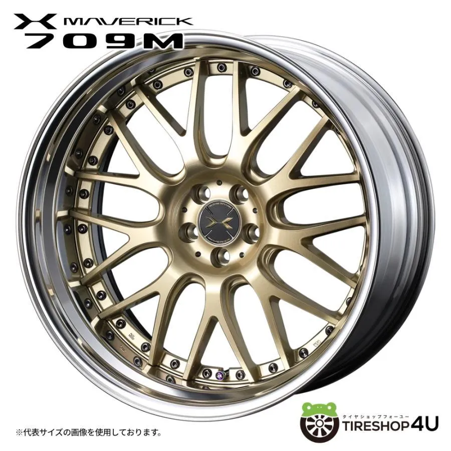 4本購入で送料無料 MAVERICK 709M 19x8.5J 5/100 +24 Lo Disk (ノーマルリム) アウターリムの深さ:68mm サムライゴールド 新品1本価格 【代引き不可】