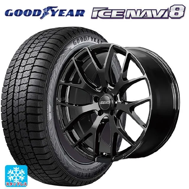 送料無料 スタッドレスタイヤホイールセット 225/40R18 92Q XL グッドイヤー アイスナビ8 レイズ RS 2X7FT 18-7.5J
