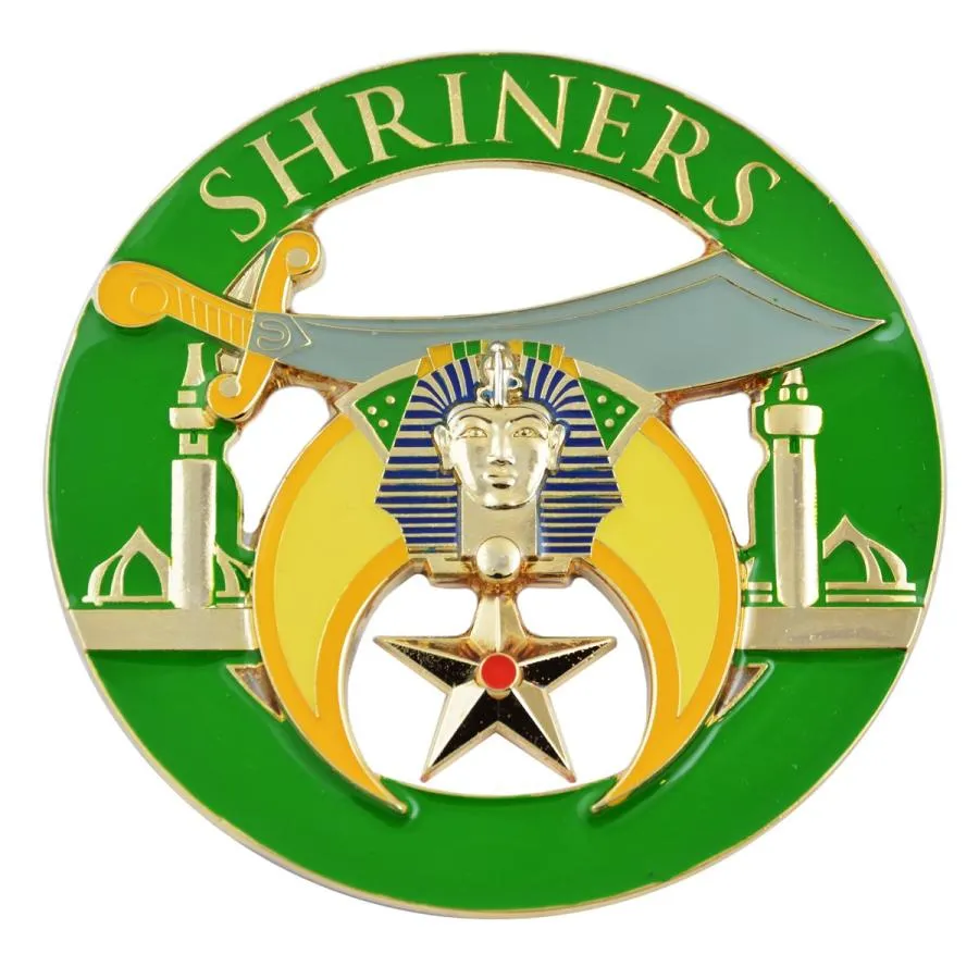 【並行輸入品】Shrinersグリーン\u0026イエロー車オートエンブレム? ?3?\"直径 Shriners Masonic Auto Emblem