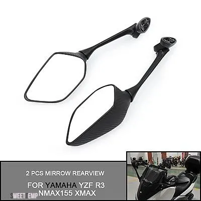 互換品 ヤマハ バイク 2 個ミラーリアビューYZF R3 NMAX155 R3 XMAX スポーツバイクサイドミラーバイクリアビューミラー