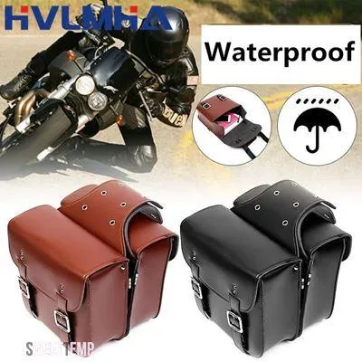 互換品 バイク用サドルバッグ PUレザーサイドツールポーチ グローブ用ラゲッジサドルバッグ ヴィンテージブラウン 汎用