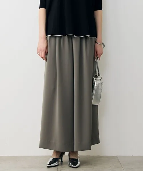 ワイドパンツ パンツ ドレープツイル ボリュームワイドパンツ レディース