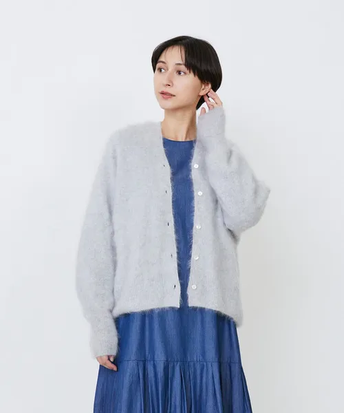カーディガン カシミヤファー加工カーディガン レディース