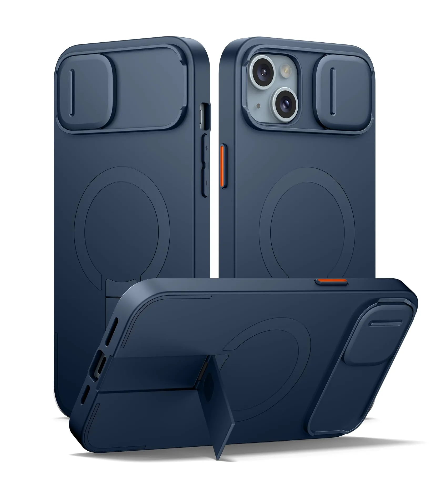 SURITCH 磁気ケースiPhone 14 plus/15 plusと互換性 とカメラ保護カバーと調整可能なスタンド 傷防止耐衝撃保護カバーiPhone 14 plus/15 plus用 (ブルー)