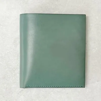 ふるさと納税 葛飾区 ASUMEDERU ハンドメイド イタリア製ベビーカーフレザー二つ折り財布(小銭入付) グリーン