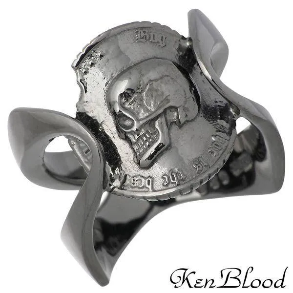 ケンブラッド KEN BLOOD プライド シルバーリング B ブラック スカル コイン 指輪