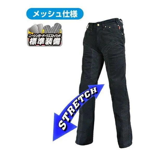 ROUGH\u0026ROAD ラフアンドロード ハーフメッシュストレッチデニムパンツLF ブラック SWサイズ 26-32 RR7509LFBK1(2491084)