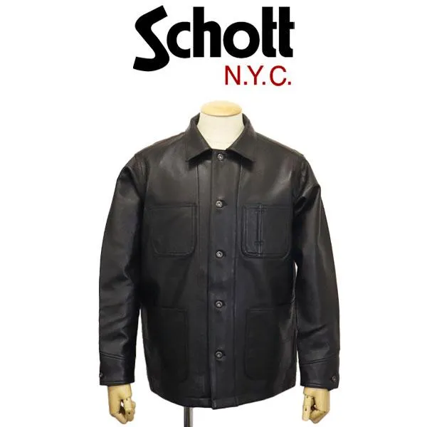 Schott (ショット) 3950079 LAMB LEATHER COVERALL JACKET ラムレザー カバーオール ジャケット 10(09)BLACK
