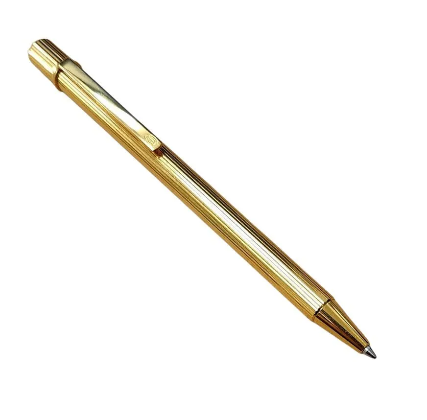 カルティエ マスト ドゥ ボールペン ゴールド ブルーインク ケース付き 文房具 筆記用具 Cartier ペン ステーショナリー  メンズ レディース 【中古】