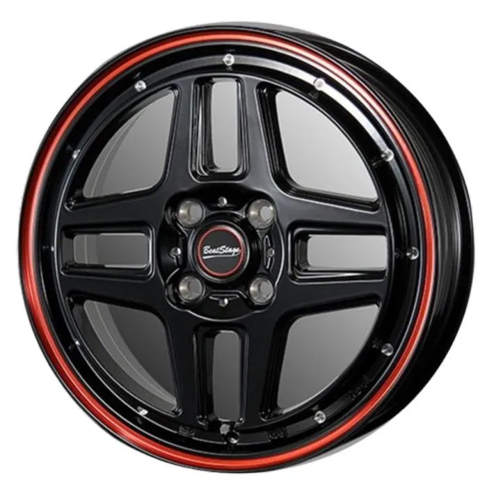 YOKOHAMA iceGUARD7 IG70 165/55R14 72Q BeatStage WT-C ブラックレッドライン 14インチ 4.5J+45 4H-100 スタッドレス 4本セット