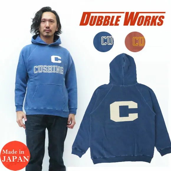 ダブルワークス DUBBLE WORKS 長袖 ピグメント染め プリントパーカー ラグランスリーブ スウェット CUSHING WW89005PD-02