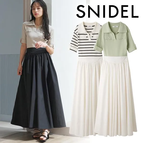 ＼期間限定10%OFF／即日発送/SNIDEL スナイデル  スキッパーニットドッキングワンピース SWNO262066  2026春夏