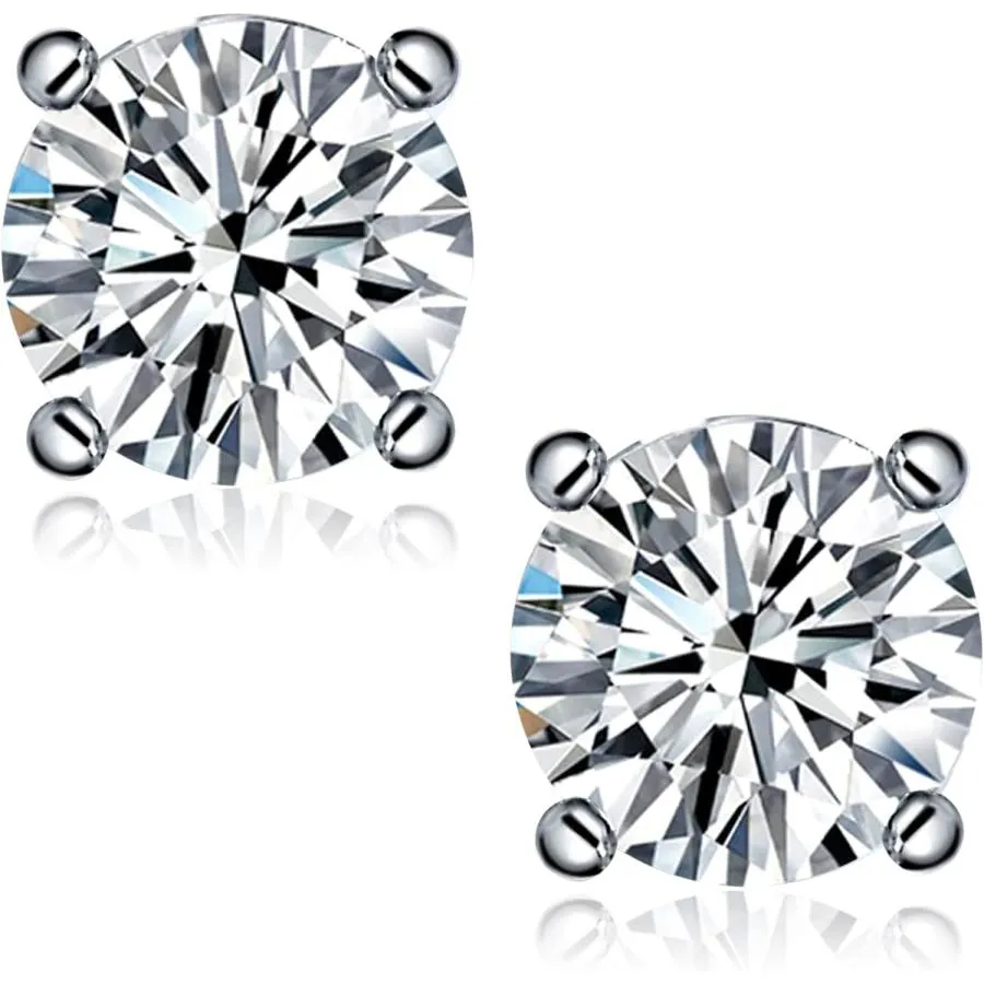 【並行輸入品】モアッサナイト スタッドピアス 0.6ct-4ct Dカラー VVS1 クラリティブリリアントラウンドカット 人工ダイヤモンドイヤリング