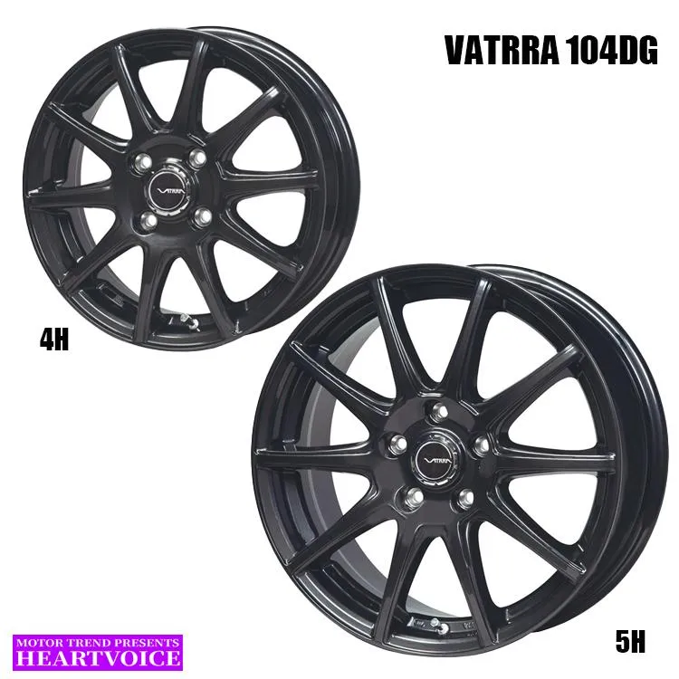 14インチ 4H100 4.5J 4.5J+45 4穴 ホイール 【1本単品 新品】 ダークガンメタリック VATRRA 104DG 送料無料 ハートボイス