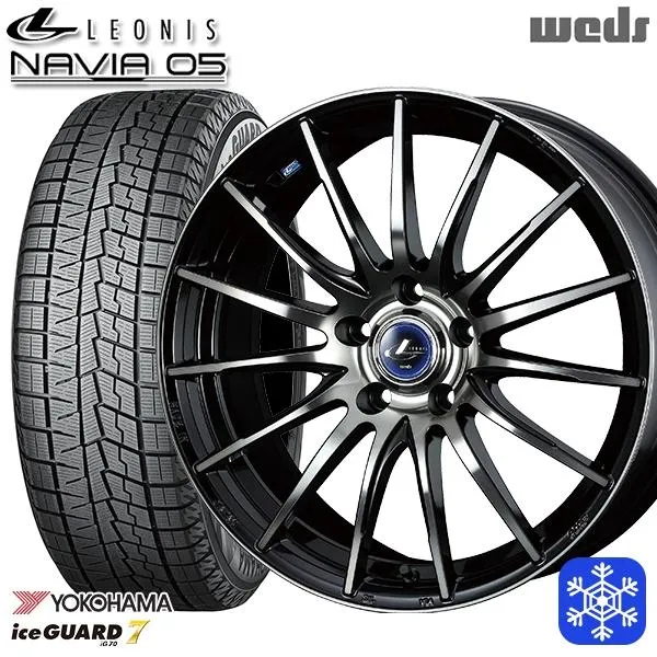 225/60R17インチ ヨコハマ アイスガード IG70 5H114.3 スタッドレスタイヤホイールセット ウェッズ レオニス ナヴィア05 BPB