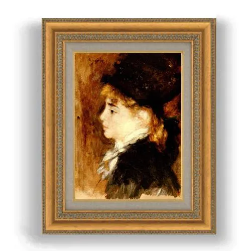 【油絵 直筆仕上げ】ルノワール モデルの肖像 F4  【額入り】 絵画 販売 4号 油彩 人物画 481×391mm 複製画 送料無料 プレゼント ギフト