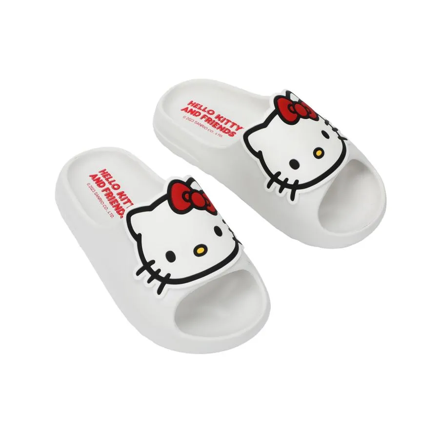 【並行輸入品】Bioworld ハローキティ & フレンズ ハローキティ キャラクターストラップ メンズ ホワイト スライドサンダル, ホワイト