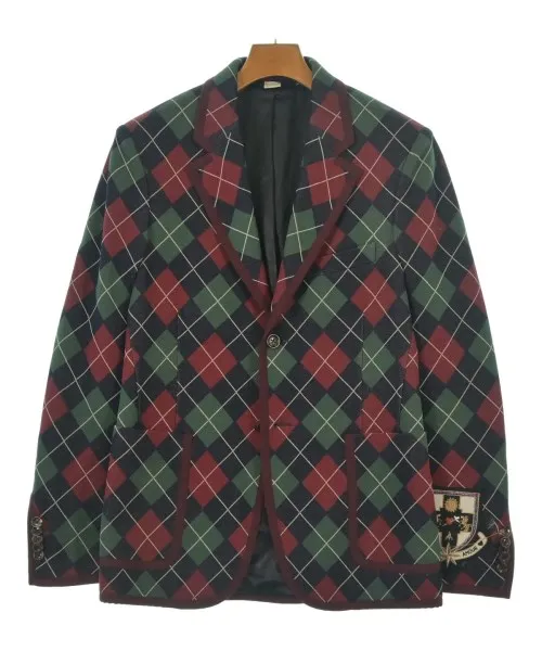 GUCCI グッチテーラードジャケット メンズ 44(S位) 緑x紺x赤(アーガイル)【中古】【古着】