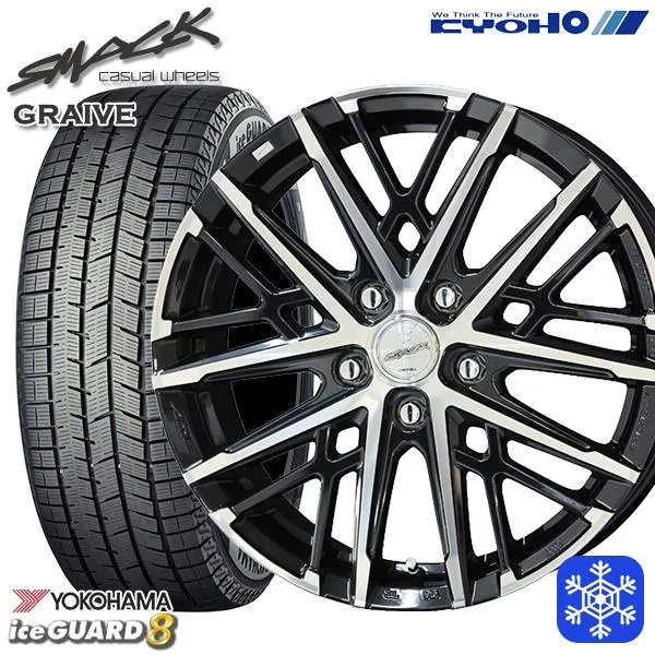 225/40R18インチ ヨコハマ アイスガード IG80 5H114.3 スタッドレスタイヤホイール4本セット 共豊 スマック グレイヴ