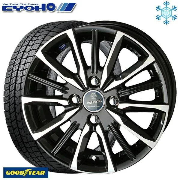 ルーミー 165/65R14インチ グッドイヤー アイスナビ8 ICE NAVI8 5.5J 4H100 スタッドレスタイヤホイール4本セット 共豊 スマック ヴァルキリー