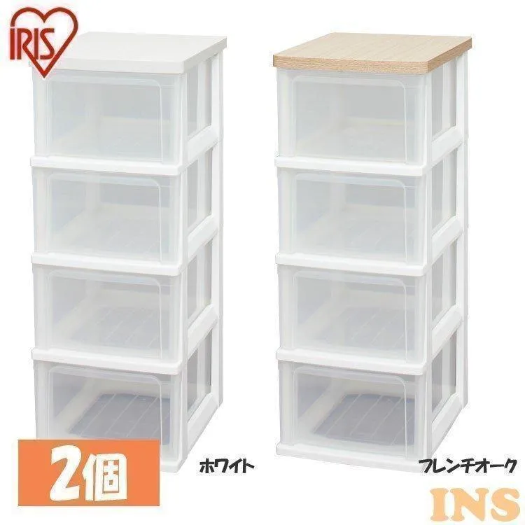 チェスト 完成品 衣装ケース 収納ボックス ウッドトップチェスト 2個セット スリム クローゼット 安い 4段 WTS-304 アイリスオーヤマ