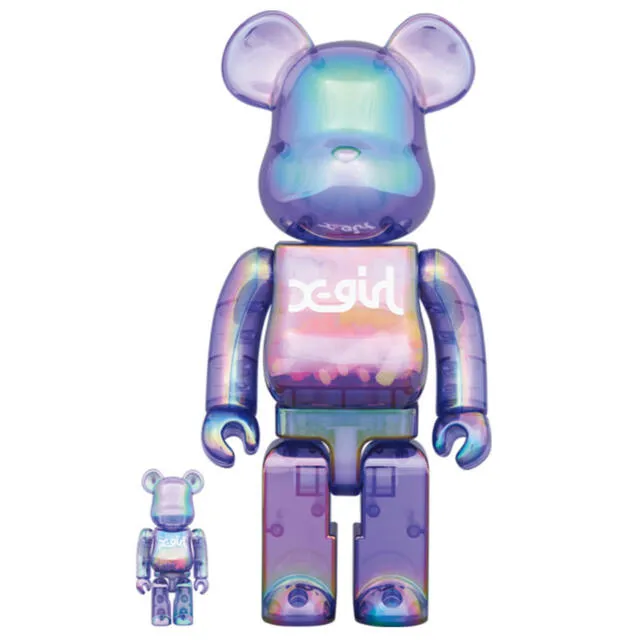 BE@RBRICK X-girl CLEAR PURPLE 100%\u0026400%