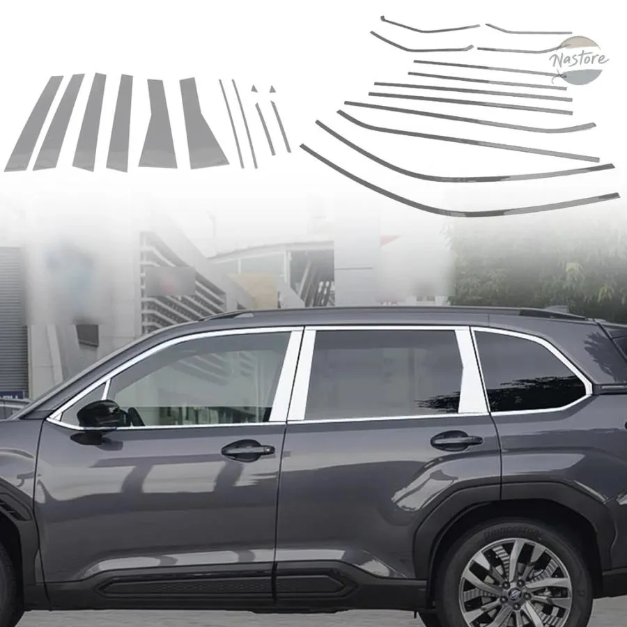 並行輸入品 FOR SUBURA FORESTER 2025 WINDOW MOLDING MIDDLE PILLAR SILL MOLDING COVER TRIM STRIP CAR EXTERIOR ACCESSORIES STEEL BLACK 24PCS
