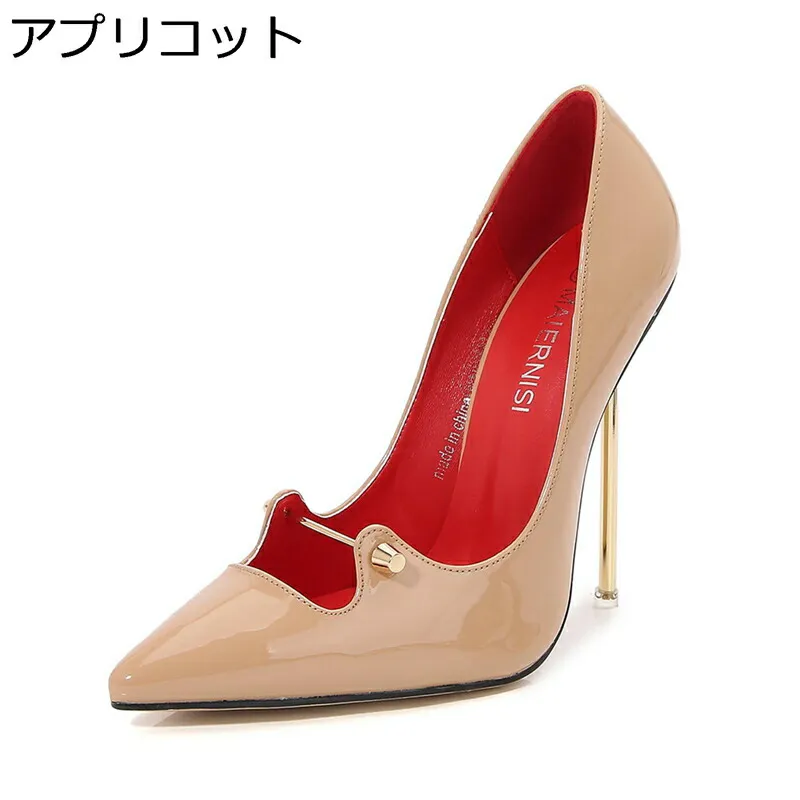 パンプス 28cmまで レディース ビジネスシューズ ピンヒール12cm ハイヒール ポインテッドトゥ 甲浅 セクシー エナメル メンズ 女装 大きいサイズ オフィス OL 春夏秋冬 シンプル 無地 エレガント