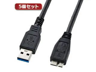サンワサプライ 【5個セット】 サンワサプライ USB3.0マイクロケーブル(A-MicroB)1.8m KU30-AMC18BKX5