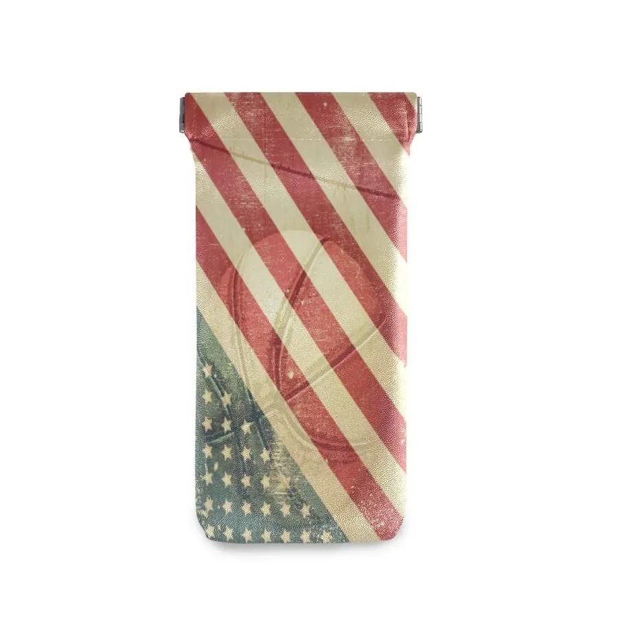 【並行輸入品】MOYYO Vintage USA Flag Basketball Eyeglass Pouch Squeeze Top Por