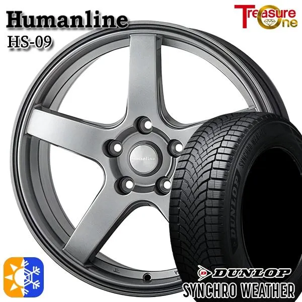 オールシーズンタイヤ ホイールセット 185/65R15インチ 5H114 トレジャーワン ヒューマンライン HS09 DG ダンロップ シンクロウェザー