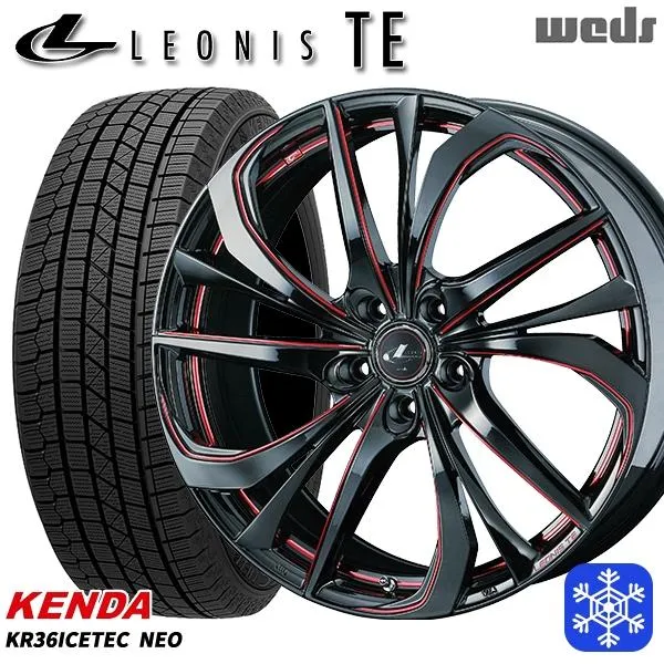 235/55R18インチ ケンダ KENDA KR36 5H114.3 スタッドレスタイヤホイールセット ウェッズ レオニス TE BK/SC