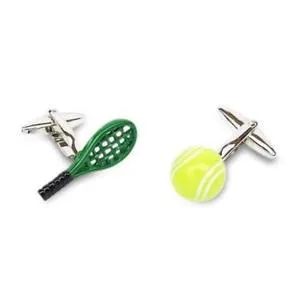 【送料無料】メンズアクセサリ― テニスラケットボールカフリンクスtennis racquet and ball coloured cufflinks