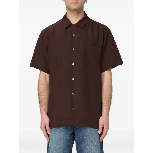 アーペーセー メンズ シャツ トップス Roy pocket short-sleeve shirt Brown