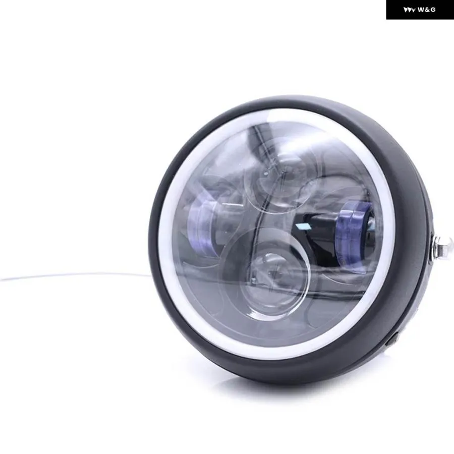 並行輸入品 6.5インチ オートバイ LED ヘッドライト HILO ヘッドランプ 電球 DRL エンジェルリング ハーレー ホンダ BMW カワサ