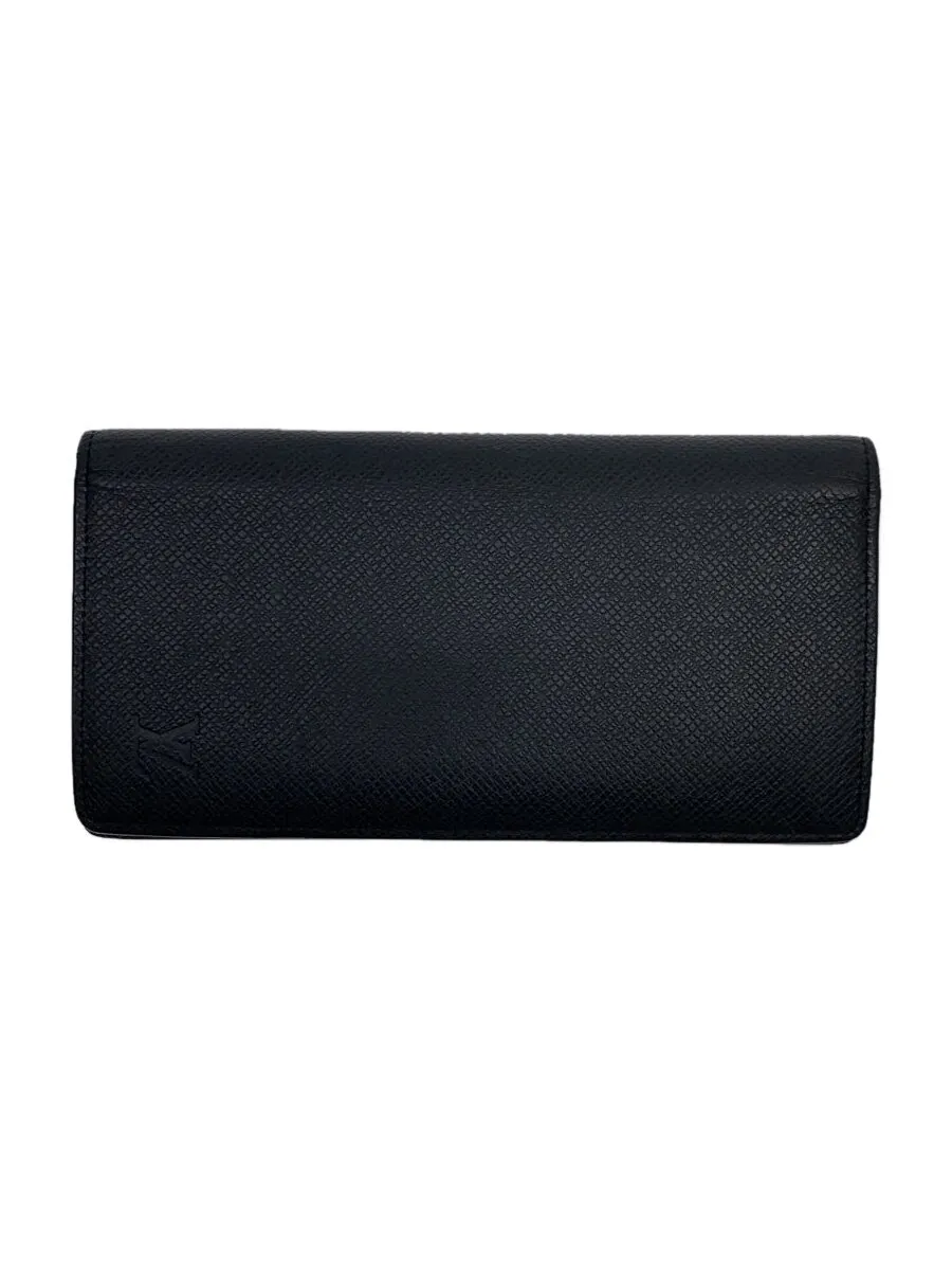 【中古】LOUIS VUITTON◆ポルト・フォイユ・ブラザ_タイガ_BLK/牛革/BLK/無地/メンズ【服飾雑貨他】