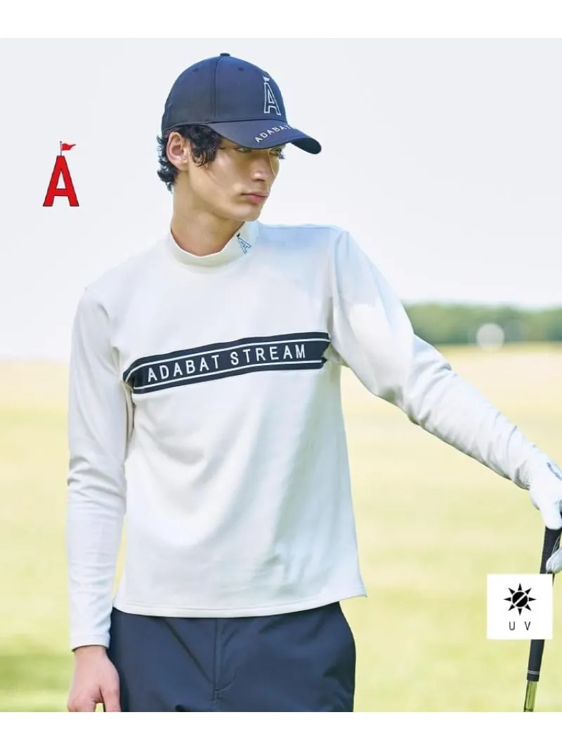 【UVカット】フロントロゴモックネックT ADABAT STREAM アダバット トップス カットソー・Tシャツ ブラック ホワイト【送料無料】[ Fashion]