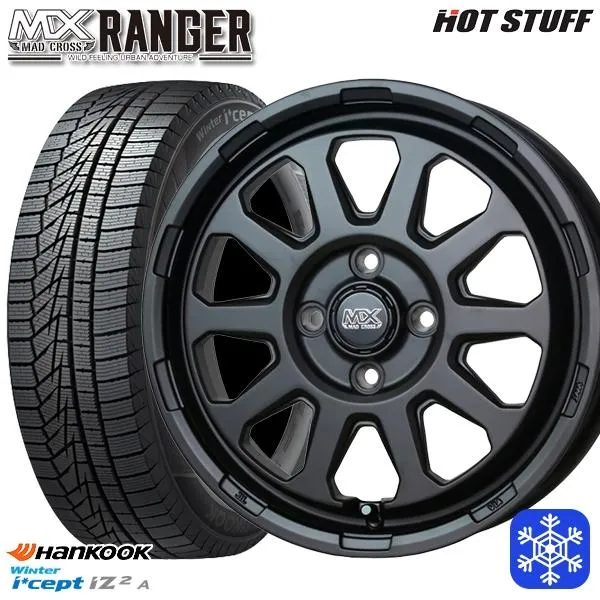 デリカミニ 165/55R15インチ ハンコック HANKOOK W626 4H100 スタッドレスタイヤホイールセット マッドクロス レンジャー MB
